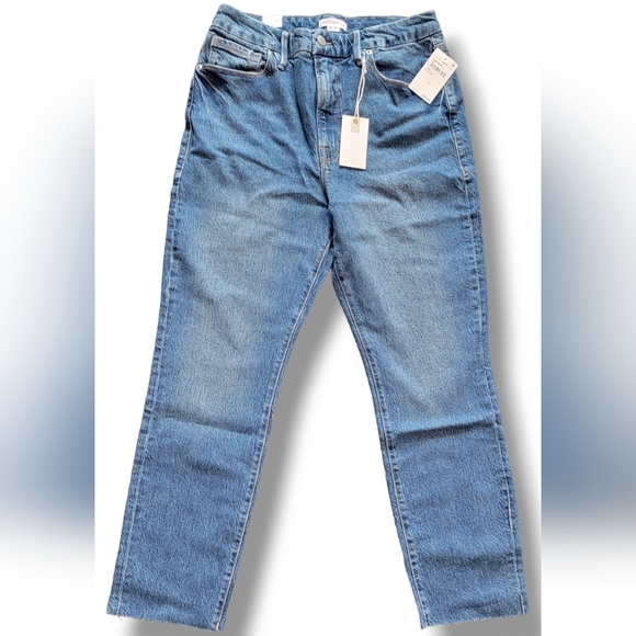 Good American Good Classic Raw Hem Jeans Size 12/31 Skinnyish Hi-rise - Picture 4 of 11